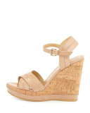 Minky Patent Wedge Sandal, Adobe