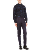 Camo Butterfly-Print Dress Shirt, Navy