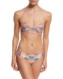 Flight Printed Underwire Bustier Swim Top, Peach