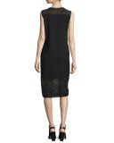 Needle-Punched Lace-Yoke Tank, Black