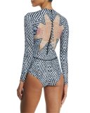 Starbasket Printed Long-Sleeve One-Piece Surf Suit