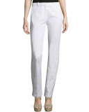 Mid-Rise Slim-Leg Pants, White