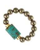 Turquoise & Pyrite Bead Stretch Bracelet