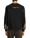Enzo Exposed-Zipper Raglan Sweatshirt, Black