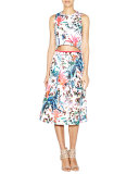 Orchid Jungle Neoprene Printed Flare Skirt 