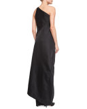 One-Shoulder Tail-Back Top, Black