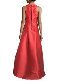 Sleeveless Embroidered High-Low Gown 