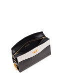 Bicolor Leather Camera Crossbody Bag, Black/White