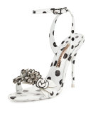Lilico Floral Polka-Dot Sandal, Black/White