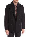 Mercer Double-Breasted Pea Coat, Black