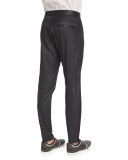 Zander Coated Stretch-Knit Track Pants, Black