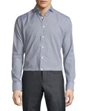 Swan-Print Long-Sleeve Sport Shirt, Black