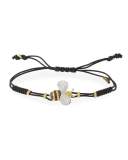 Pull-Cord Bracelet with Diamond & Sapphire Bumblebee in 18K Gold