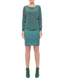 Ai-Print Pencil Skirt, Multi
