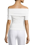Nanja Off-the-Shoulder Jersey Top, White