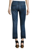 Le Crop Mini Boot-Cut Jeans w/Wide Released Hem, Atlas