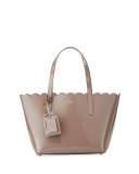 lily avenue small patent tote bag, porcini/rose taupe
