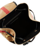 Kids' Check & Embellished Star Backpack, Black/Tan
