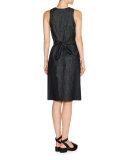 Denim A-Line Midi Dress, Blue