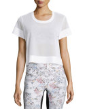 Perforated Mesh Cropped Sport Shirt, White