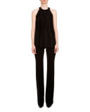 Paulette Halter-Neck Top, Black