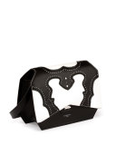 Bow Brogue Medium Shoulder Bag, Black/White