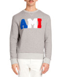 Cotton-Blend Embroidered Sweatshirt, Heather Gray