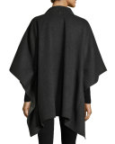 Double-Faced Hooded Cashmere Cape, Charcoal