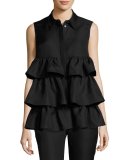 Sleeveless Tiered Blouse, Black