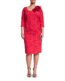 Dylan Sleeveless Floral Jacquard Sheath Dress, Plus Size