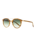 Dalziel Round Sunglasses with Metal Bar, Horn