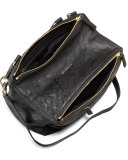 Pandora Medium Leather Satchel Bag, Black 