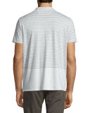 Engineered-Stripe Short-Sleeve Polo Shirt, Heathered White