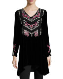 Laura Embroidered Velvet Tunic, Plus Size