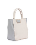 Ines Small Calfskin/Suede Shopper Bag, White/Gray