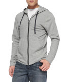 Cotton-Knit Zip Hoodie, Heather Gray 