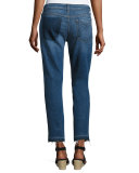 Mila Patchwork Mid-Rise Slim Boyfriend Jeans, Blue