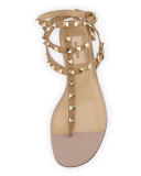 Rockstud Flat Gladiator Sandal, Alpaca/Poudre