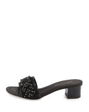 Maxx Jeweled Low-Heel Slide Sandal, Black