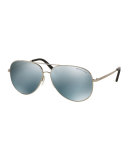 Mirrored Aviator Sunglasses, Silvertone