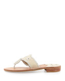 Palm Beach Whipstitch Thong Sandal, Bone/White