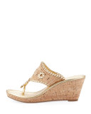 Marbella Cork Wedge Sandal, Gold