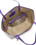 Erica Python Shopper Tote Bag, Natural/Purple