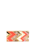 Natalie Rectangle Shell Minaudiere, Coral/Multi