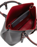Small Calf Double Shoulder Bag, Black (Nero)