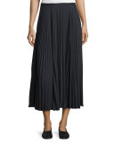 Pleated A-Line Midi Skirt, Coastal Blue