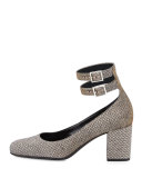 Babies Metallic Ankle-Wrap 70mm Pump, Ciad/Argento