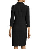 3/4-Sleeve Textured Shirtdress