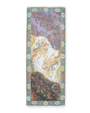 Silk Fern Paisley Scarf, White/Multicolor
