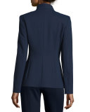 Collarless One-Button Jacket, Midnight Blue